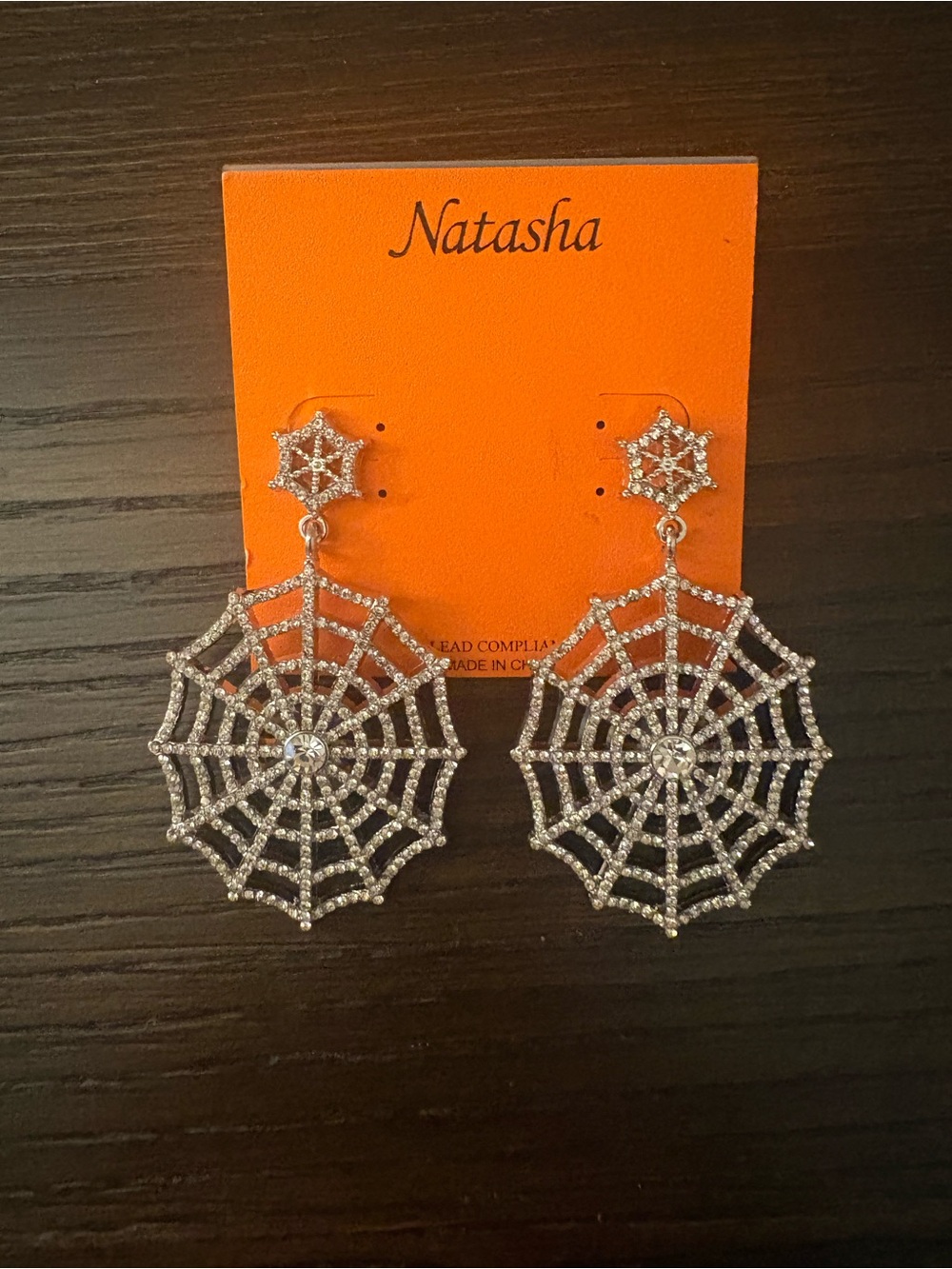 NEW Natasha silver spiderweb drop earrings